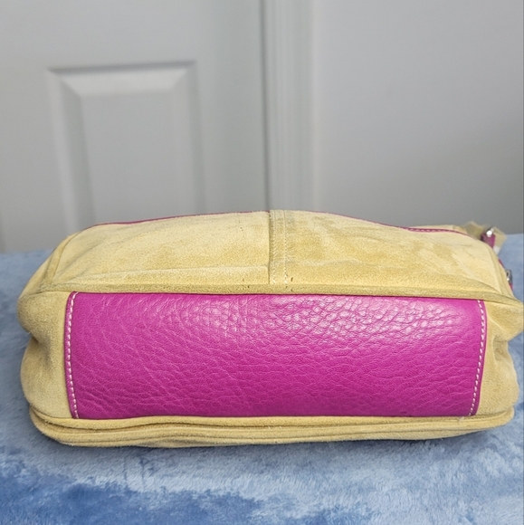 Vintage Coach Hamptons Suede Field Bag 9274 Stylish Pink and Brown - Picture 5 of 11